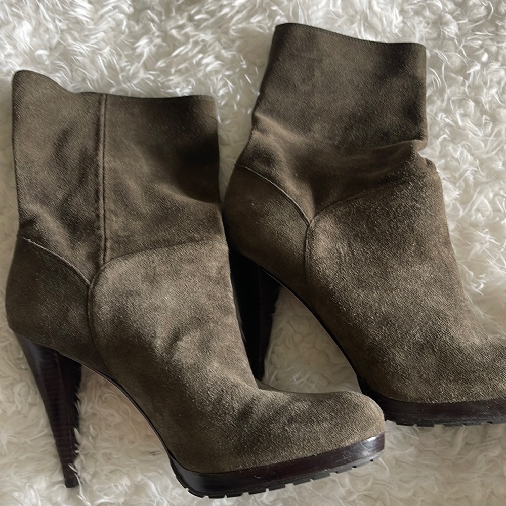 Cole Haan Nike Air Olive Brown Platform Heeled Booties